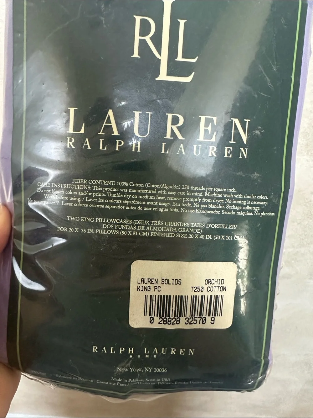 Lauren Ralph Lauren Orchid King Pillowcase Set, new in package